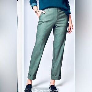 J. Jill Women's Green Tailored Straight-Leg Cuffed Pants